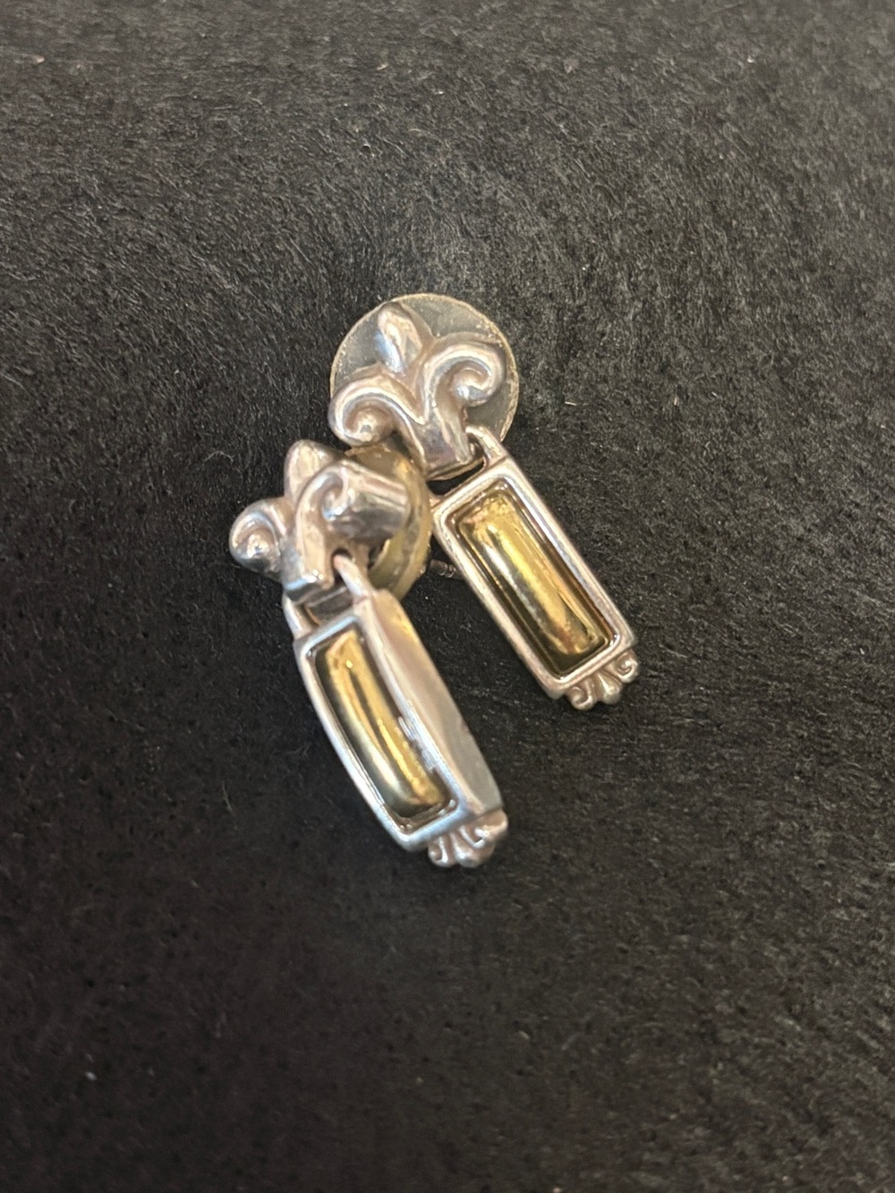 Brighton Silver and Gold Accent Fleur-de-Lis Drop Earrings